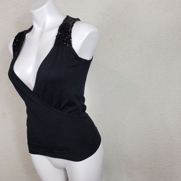 3/$15 Faux wrap sequin tank 65% silk size medium - Picture 4 of 7